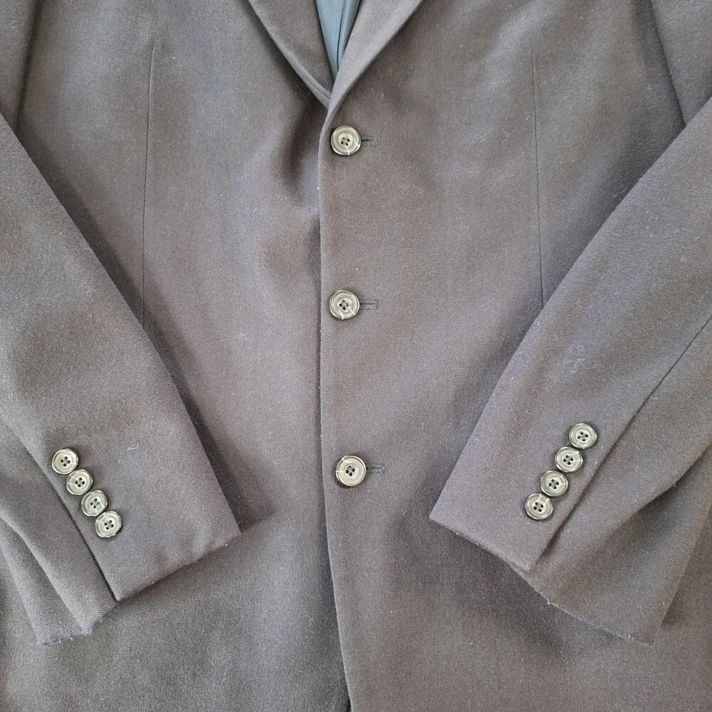 Oscar De La Renta Suit Jacket Mens 44 Long Blue Wool Cashmere Ventless 3 Button